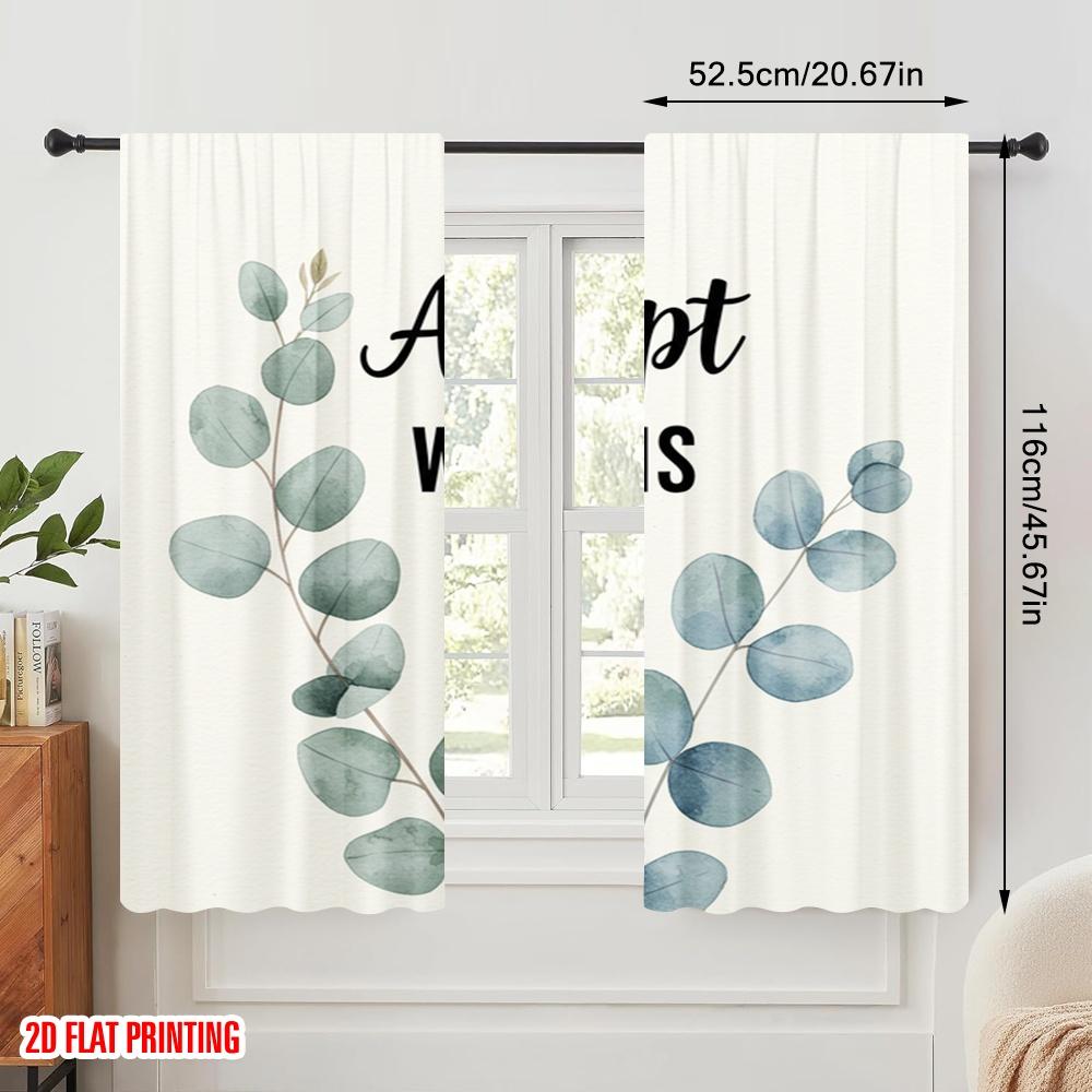 2pcs 2D Flat Printing Drapes Accept What Is Eucalyptus Polyester Without Electricity Birthday Party Perfect for Holiday Party