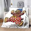 Miś Uszatek Brown Bear Red Polka Dot Overalls Soft Flannel Throw Blanket Background Warm Sofa Bed Decor Cover For Cartoon Fans