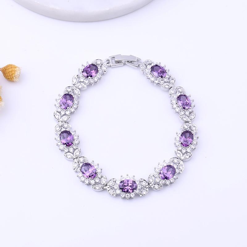 Europe and The New Four Leaf AAA Zircon Bracelet Girls Copper Inlaid Colored Gems Bracelet