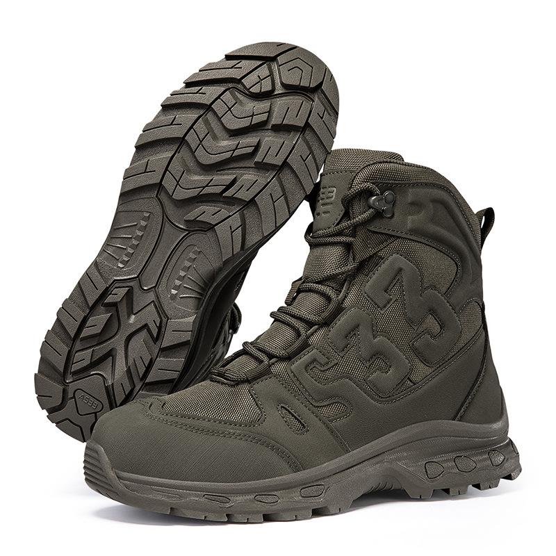 

Men s combat boots Outdoor shock-absorbing mountaineering boots Four seasons high-top breathable tactical boots Non-slip 47 коричневий