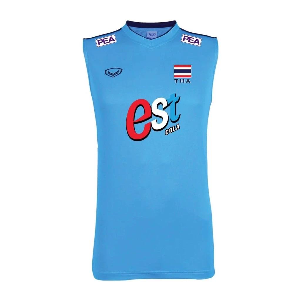 Tayland Milli Voleybol Takımı Atlet Antrenman JERSEY CHEER Fan Baskı Hızlı Kuruyan V Yaka Erkek Kadın Unisex Kolsuz Üniforma Bayrak Logo Spor