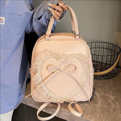 Large Capacity Handbag Women's New Fashion Lace Love Bow Backpack
