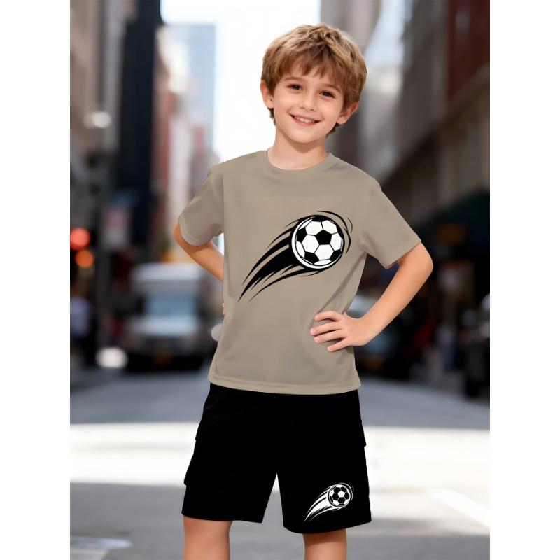 2-teiliges Set für Kinder Sommer Freizeit Sport Kurzarm T-Shirt und Shorts für Jungen und Mädchen Bequemes Rundhals-T-Shirt Lockere kurze Hose