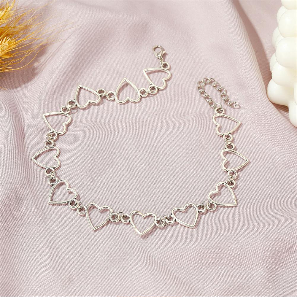 Women's Necklace Alloy Hollow Heart-shape Pendant Silver Necklace
