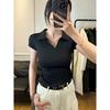 Cotton Summer Sexy Women's T Shirt Skinny Slim Basic Solid Crop Top Short Sleeve Polo TShirtCasual Top Tee for Women
