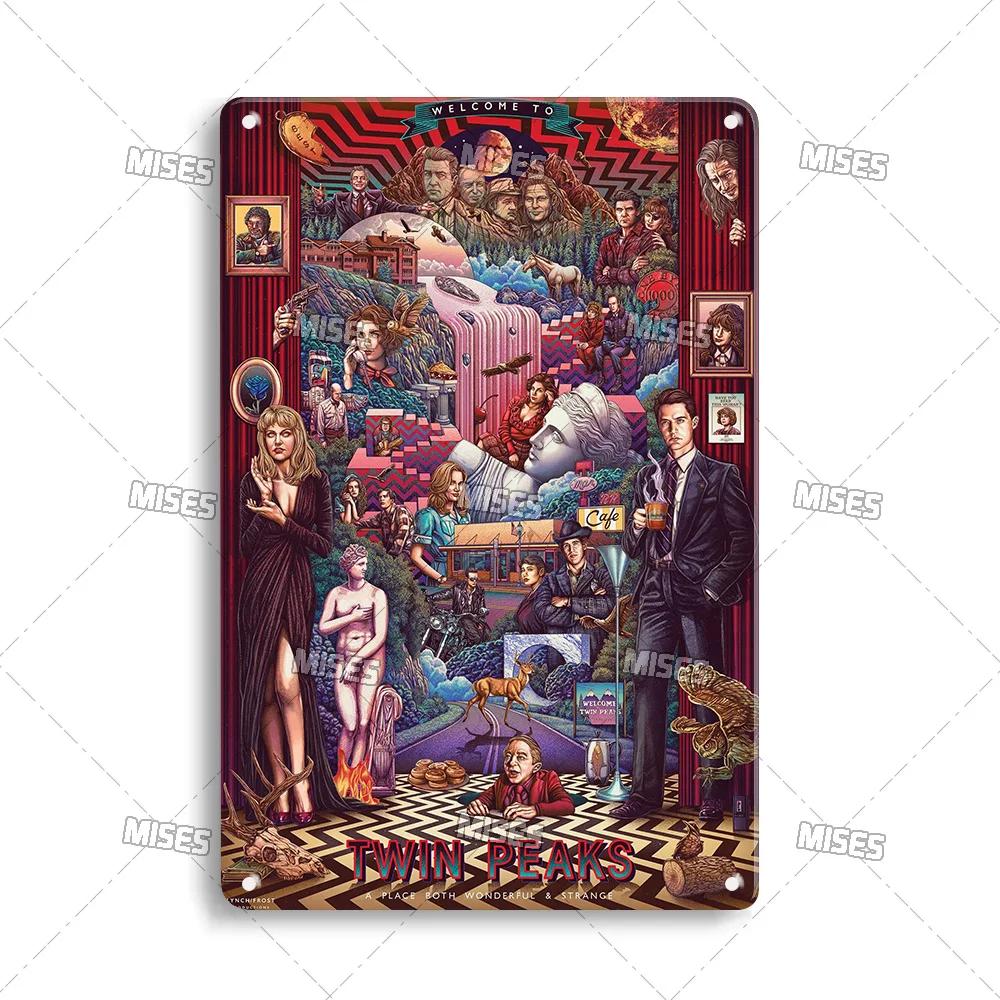 MISES Twin Peaks Classic TV Metal Sign Rusty Metal Poster Man Cave Garage Club Industrial Decor Decorative Plate Metal Plaque
