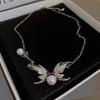 Dynamic metal butterfly wings pearl necklace design Internet celebrity temperament personality collarbone chain jewelry
