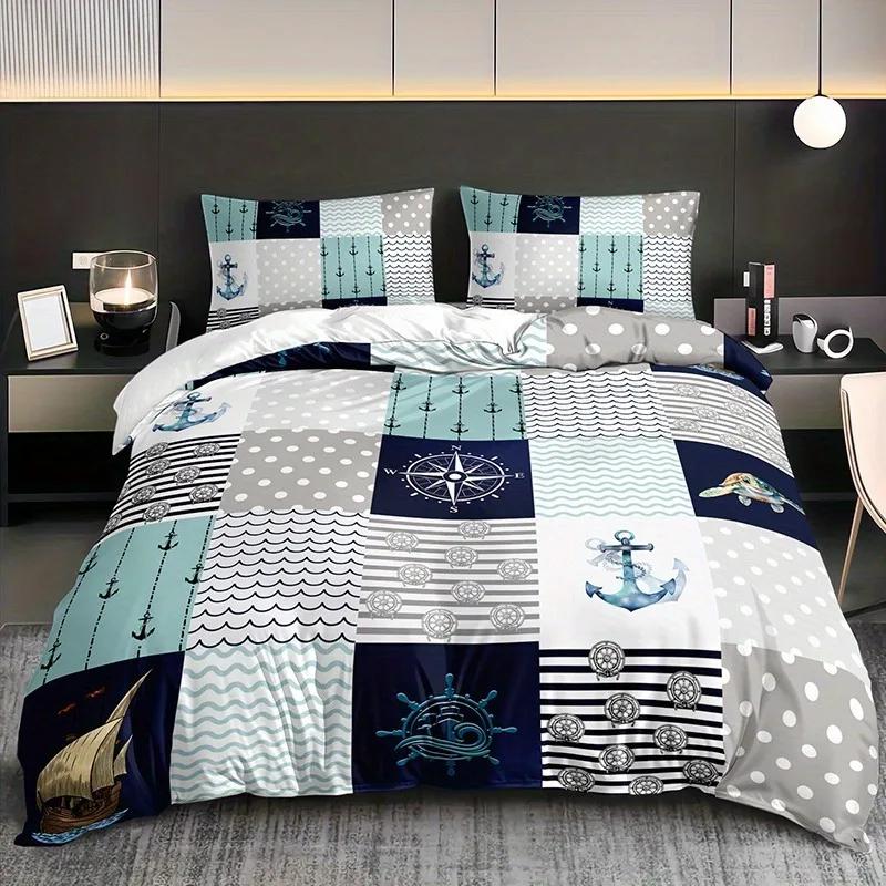 

3D Printed Anchor Bedding Set Anime Duvet Cover Set Boys Girls Twin Queen Size Duvet Cover Set With 1-2Pillowcase Home Decor Eu Single 135x200cm