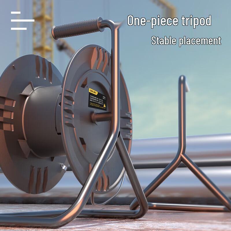 Deli 380V Industrial Cable Reel with 4-Outlet Power Strip, 50m CN plug (adapter included)