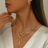 Bohemian Two Tone Cross Fireworks Necklace Ear Clips Jewelry