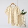 Cotton Yarn Pajamas Women's Summer Round Neck Short-sleeved Shorts Pullover Shoulder Plug Sweet Summer Thin Cotton Loungewear Set