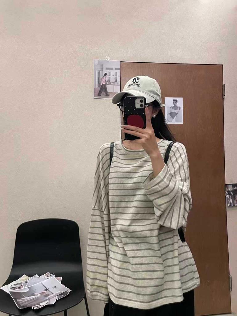 Da 7 Women's Spring Plus Size Korean Striped T-shirt