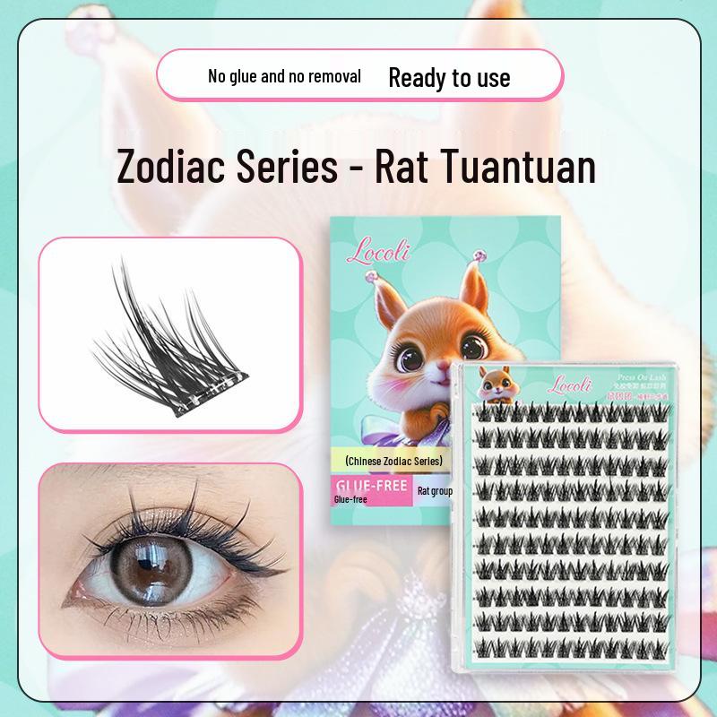 Manga Style Glue-free Self-Adhesive False Eyelashes: Wild Rabbit Clusters, Dense Curl, Large Capacity for a Natural Look