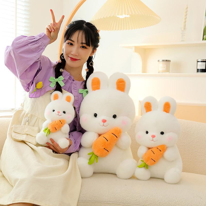 Adorable Carrot Rabbit Plush Toy Soft Stuffed Animal Pillow Cute Bunny Doll Birthday Gift For Girls