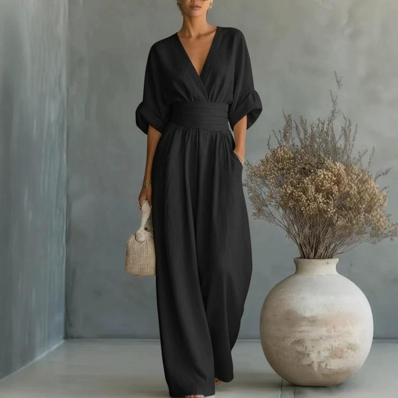 Tuta Elegante Monocolore con Scollo a V e Cintura in Vita per Donna - Nuova Collezione Primavera/Estate 2026