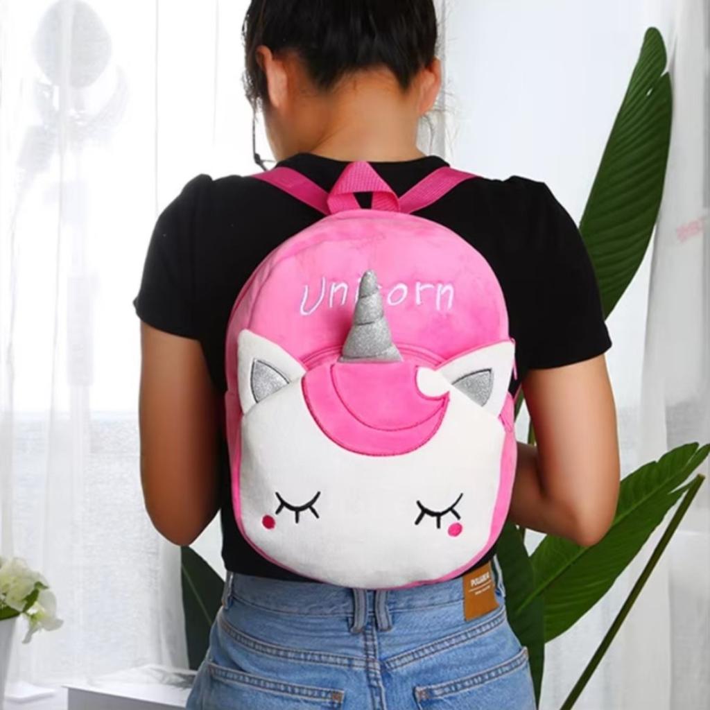 Malvys Unicorn Roz Intens Uni Glow Soft Backpack 27cm – Girls Kindergarten Gift, Plush School Bag, Easy Clean Cute Design