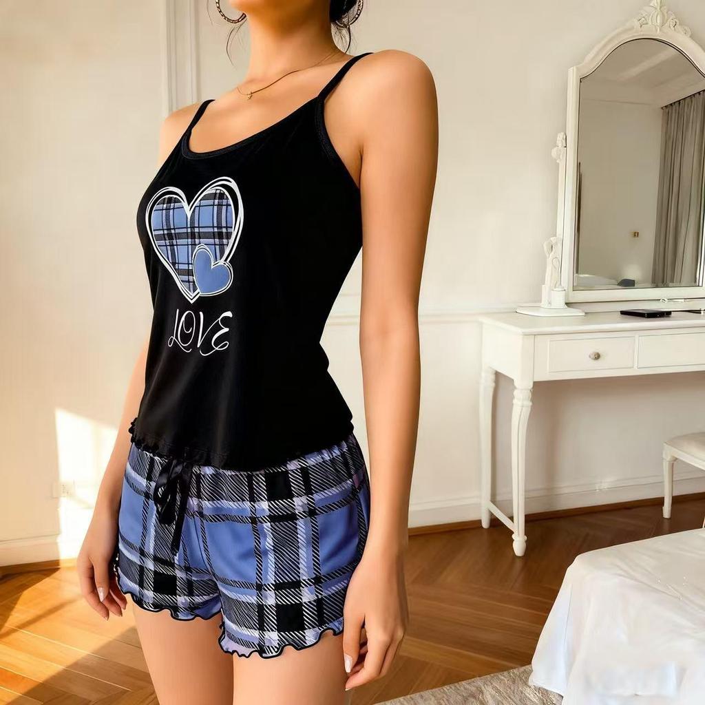 Sexy Damen-Pyjama-Set im europäischen und amerikanischen Stil - Zweiteiler mit Top und Shorts