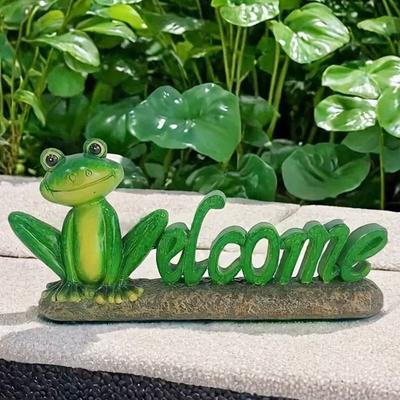 Lustige Cartoon-Frösche Miniaturfiguren Niedliches Handwerk Frosch Willkommensschild Harzhandwerk Tierstatue Innenbereich Haus Schreibtisch