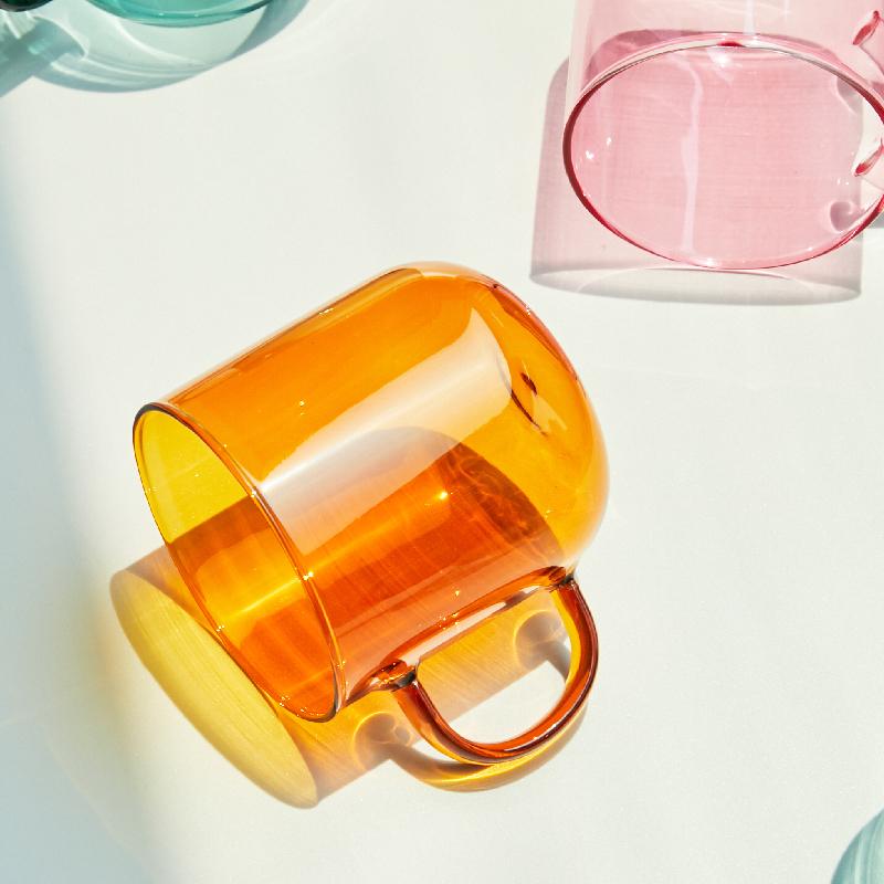 Hitzebeständiges Glas Bunte Kaffeegläser mit Henkel Haushalt Milch Frühstückstasse Nordisch Modern Becher Trinkgläser
