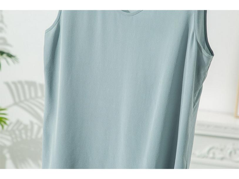 Summer Sand-Washed Double Crepe Silk V-Neck Vest - Women's Solid Casual Wear