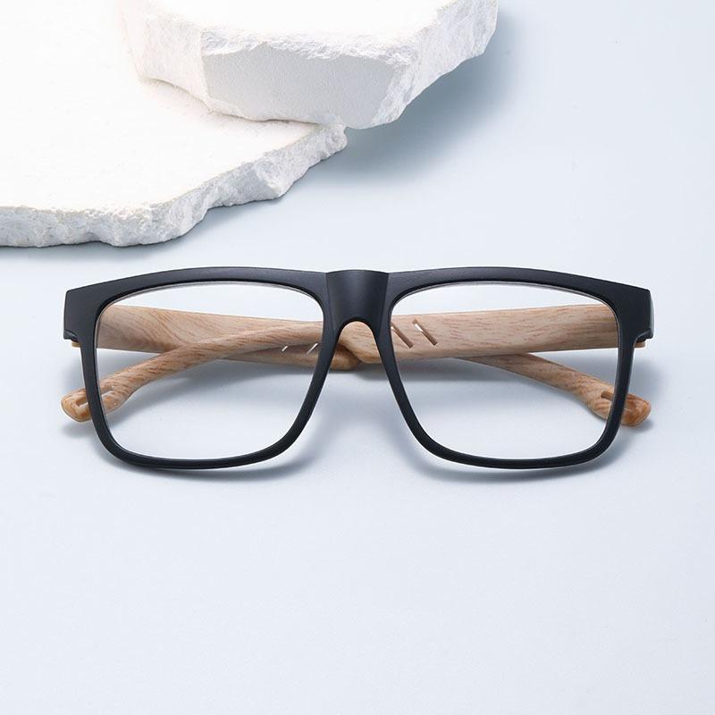 European and American style large frame wood grain retro reading glasses for men and women without face spring temple reading glasses LHJ
