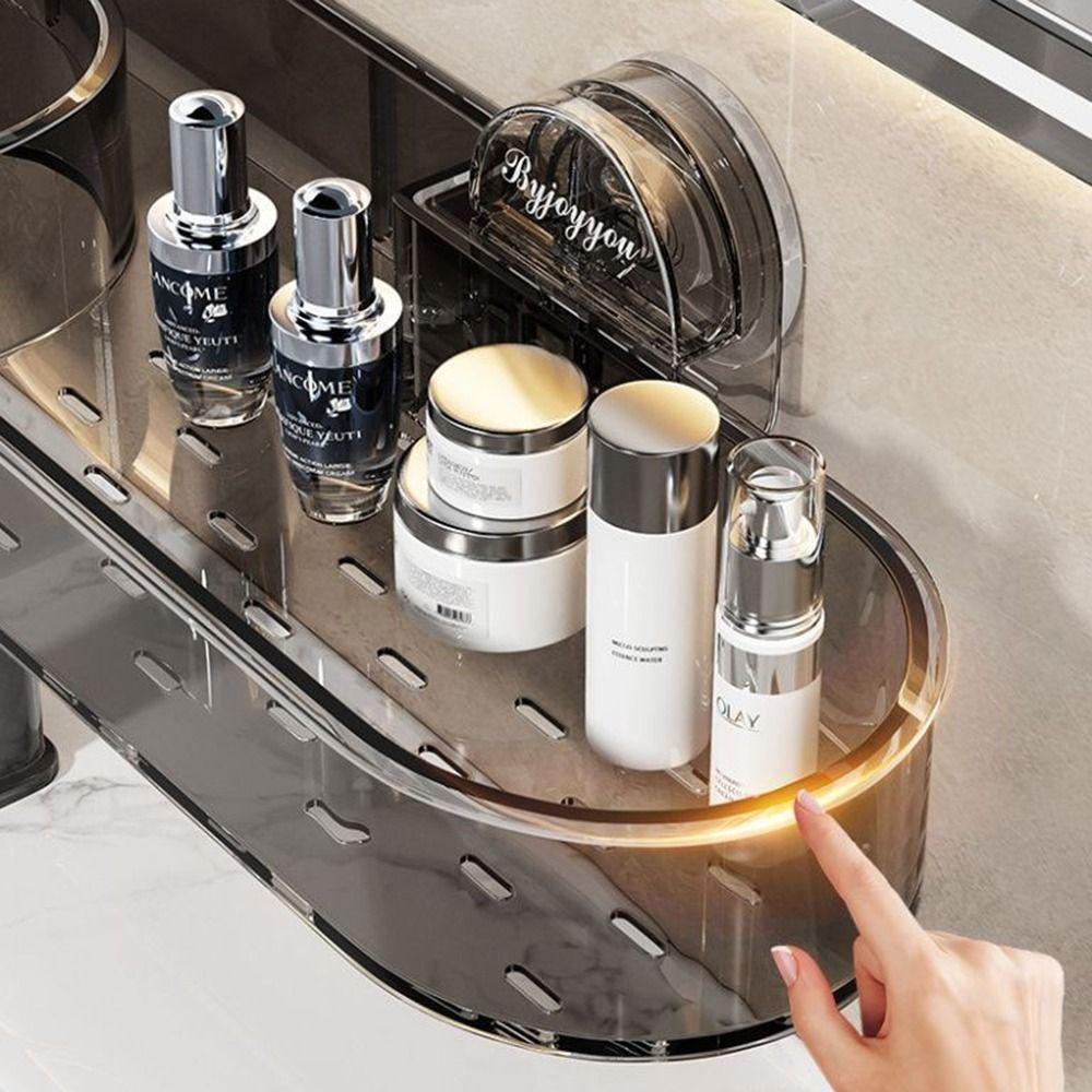 Wall Mounted Washstand Storage Shelf Suction Cup Installation Storage Holder  Bathroom