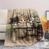 Peeking Cats  Print Flannel Blanket, High quality Comfortable for All Seasons, Home Decor, Warmth and Comfort