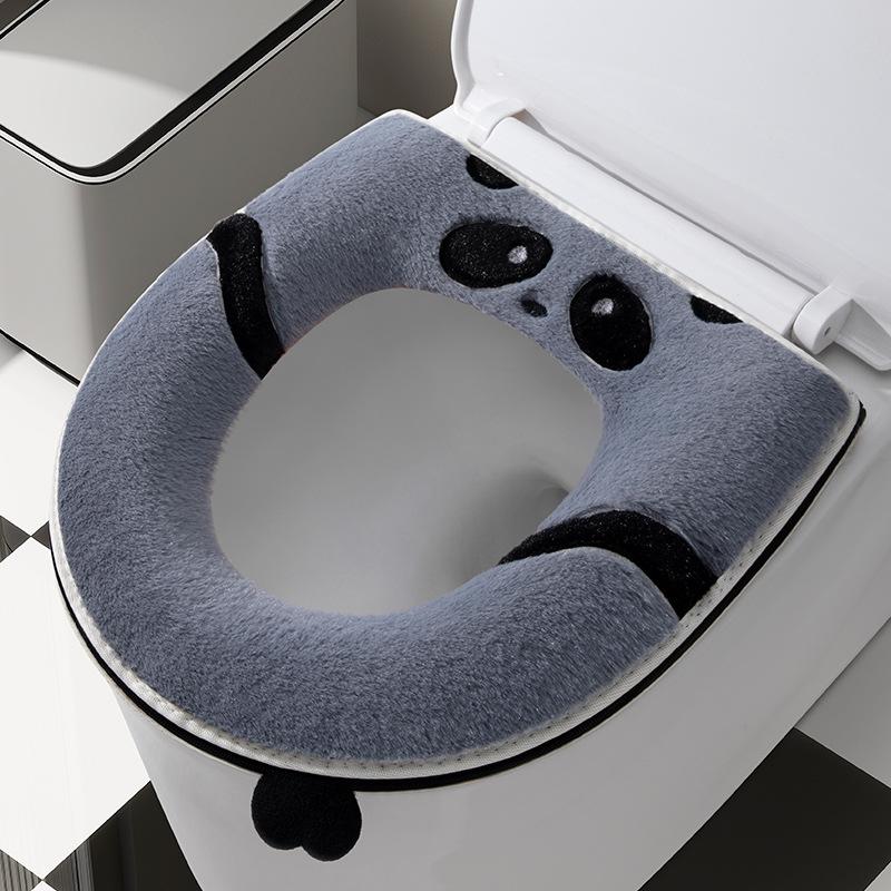 Four Seasons Universal Plush Toilet Seat Cover Set - Winter Thickened Zipper Style Cushion Ring.