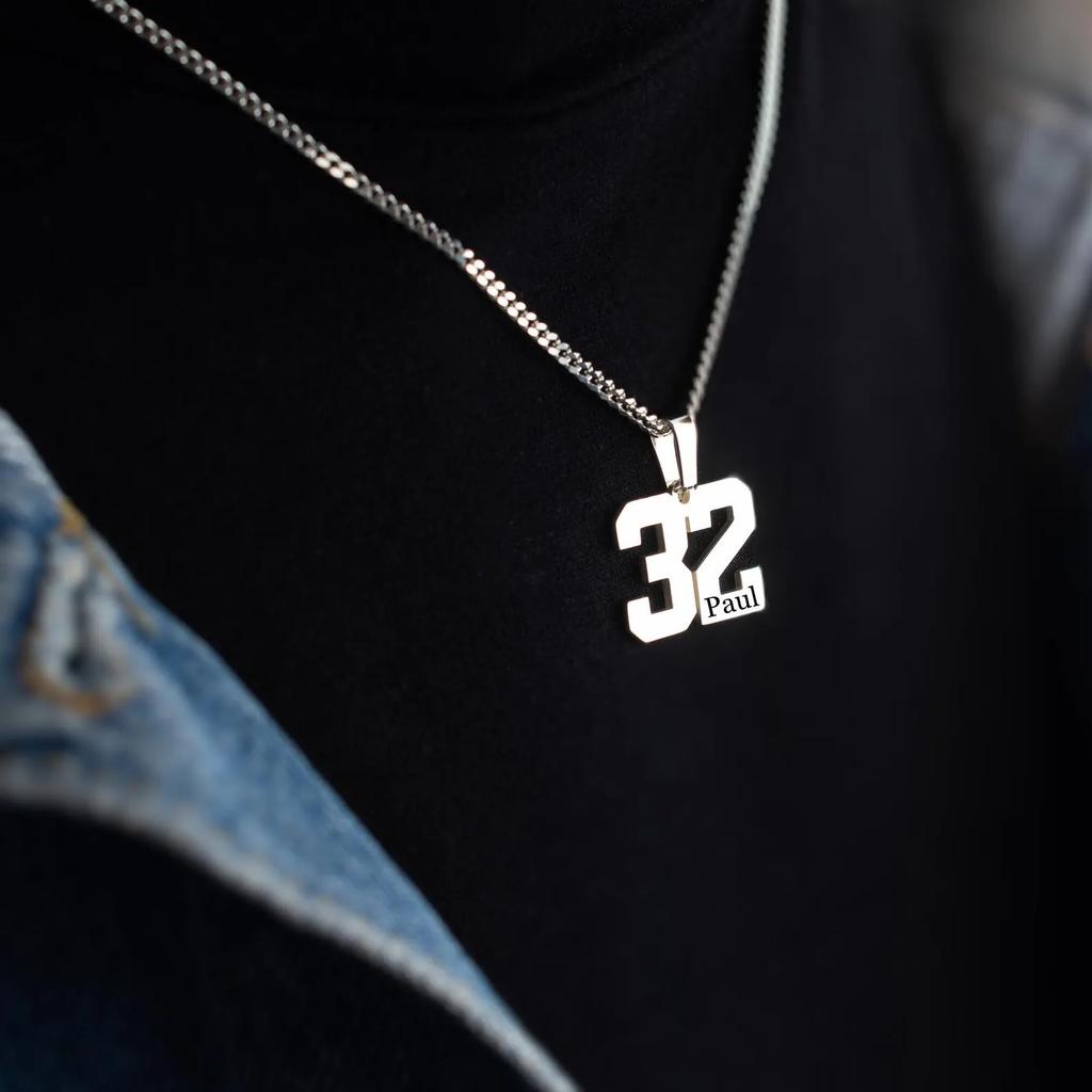 Dreamtimes Necklace with Number Sport Number Necklace Lucky Pendant Necklace With Number Personalize Pendant Jewelry Number