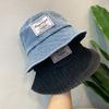 Korean and Japanese Style Versatile Denim Patch Fisherman Hat, Spring and Summer Retro Hong Kong Style Street Sun Protection Bucket Hat for Women