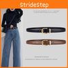 Solid Color Gold Buckle Decoration Women Casual Slim Waist Belt For Use Daily