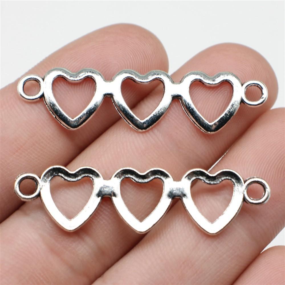 10pcs Hollow Hearts Connector For Jewelry Making Hollow Hearts Charms DIY Handmade Tibetan Finding Jewelry