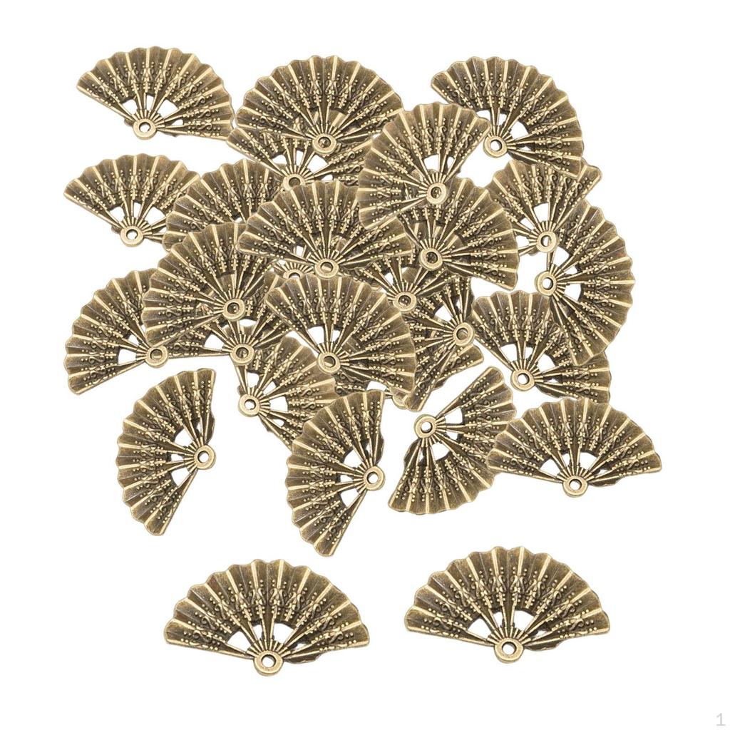 50 Metal Fan Shaped Charms Semicircular Pendents for Earrings Hairpin Jewelry Making Necklace DIY
