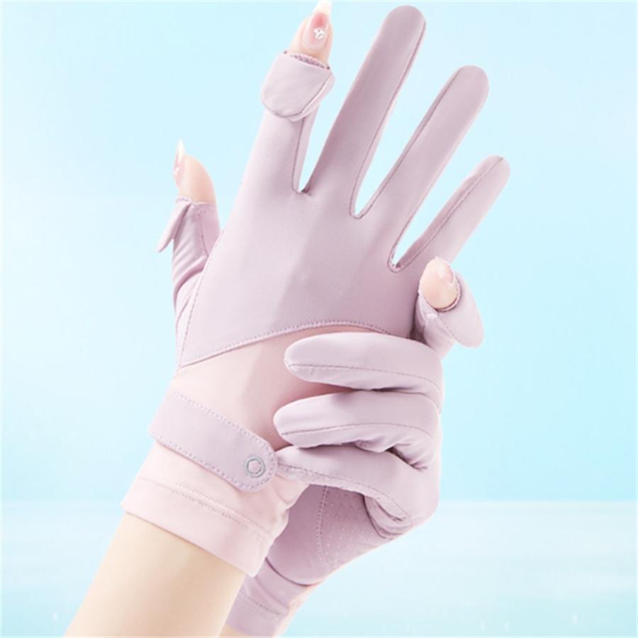 Women UPF 50+ Sun Protection Gloves, Breathable Ice Silk Gloves with Flip Touchscreen Fingers, Anti-Slip for Driving, Cycling, Outdoor