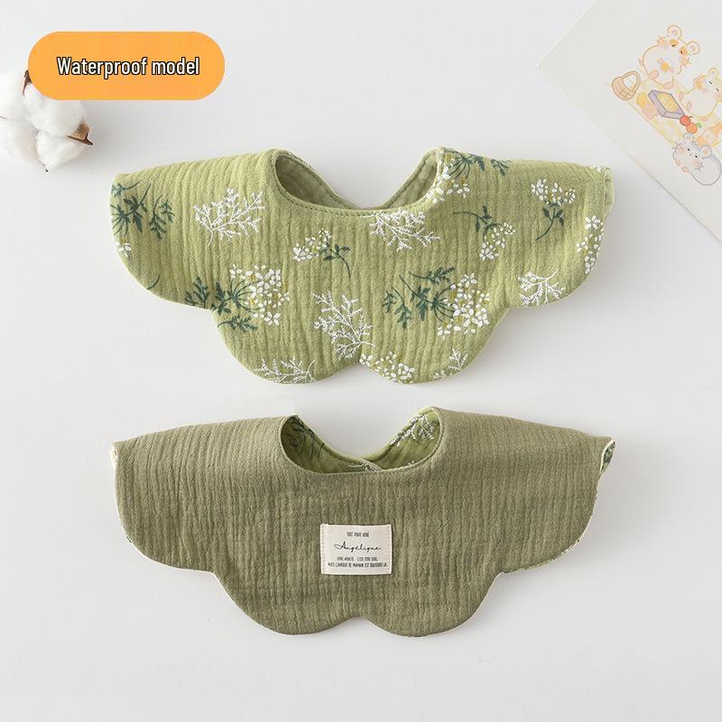 Dwustronny, wodoodporny śliniaczek dla niemowląt w stylu koreańskim z płatkami, wykonany w 100% z gazy bawełnianej