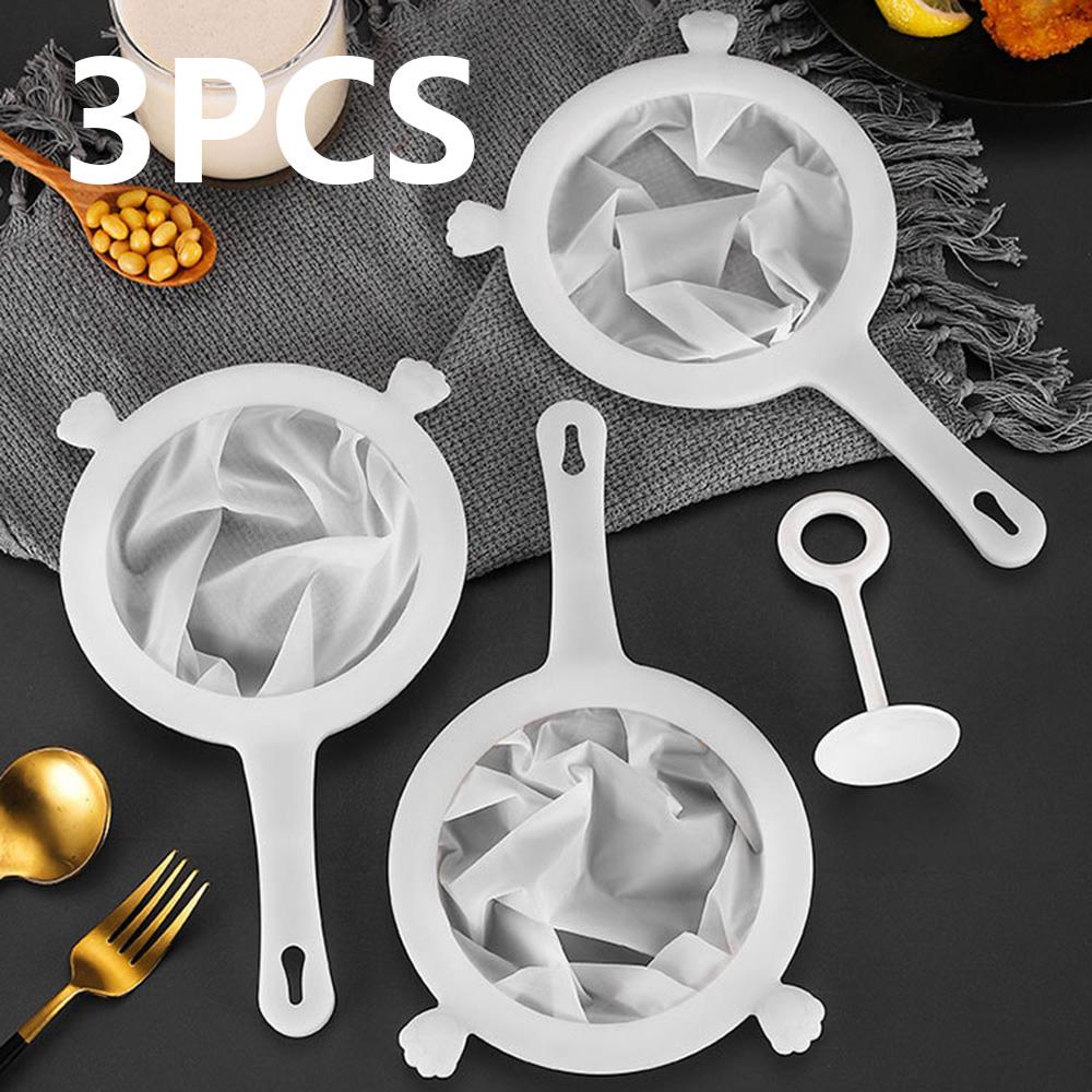 

3PCS soybean milk filter screen, fine screen filter, suitable for home brewing, easy to clean and multi-functional білий