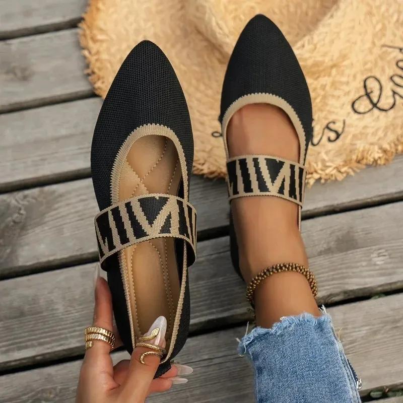 Fashion Women's Ballet Flats Casual Shoes Low Heel Barefoot Elegant Woman Sneakers Socofy Comfortable Pointed Toe On
