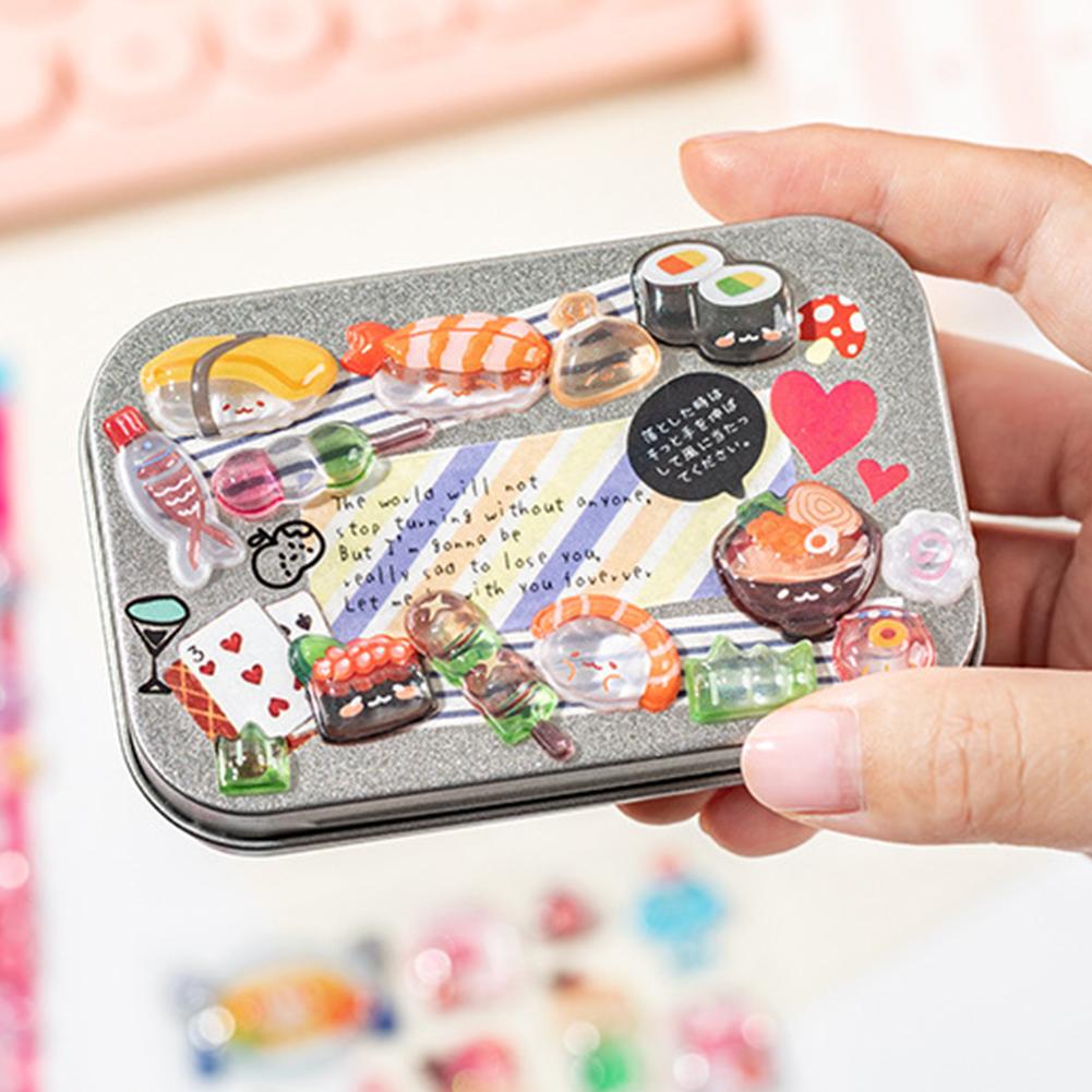 Japanese Style Mini 3D Sushi Candy Stickers - Kawaii Embossed Resin Decals - DIY Scrapbook Stationery Birthday Party Supplies