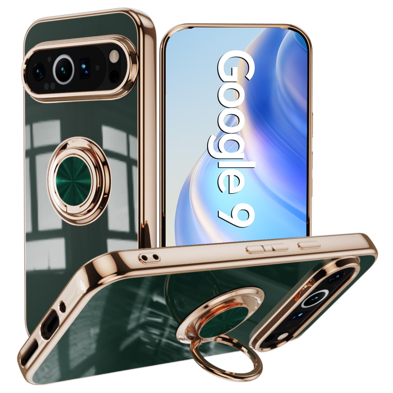 

Чохол для Google Pixel 9/9 Pro з точними вирізами, 6D гальванічним покриттям, ТПУ чохол для телефону з кільцем-тримачем Midnight Green