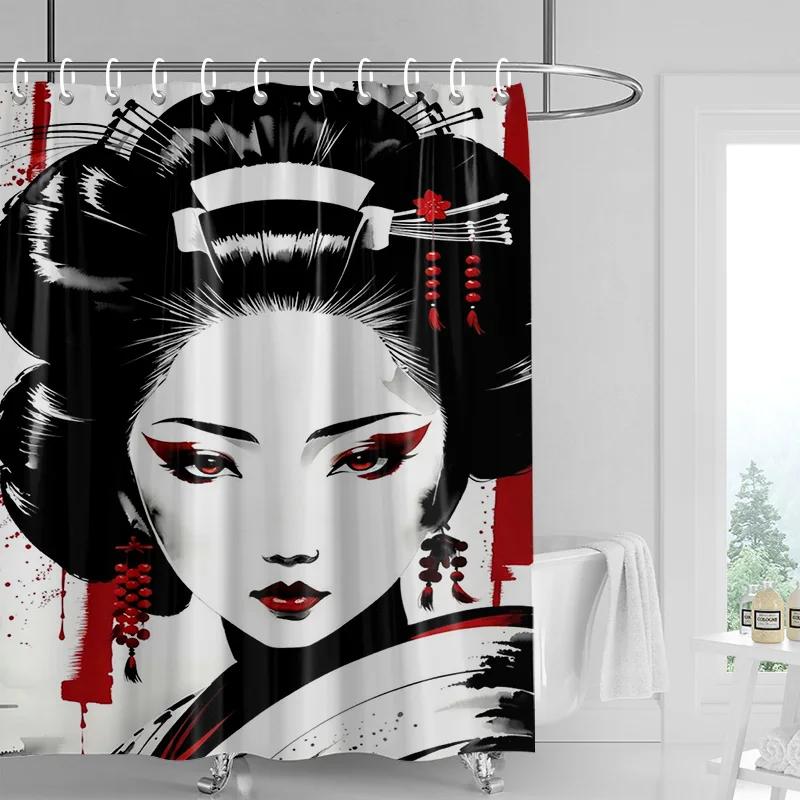 Závěs do sprchy v japonském stylu Gogi s retro potiskem postaviček, odolný proti vyblednutí, dělicí závěs do koupelny pro hotelovou a domácí dekoraci