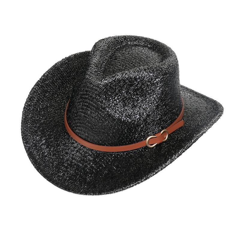 Glitzerndes Cowboyhut Unisex Westernstil Breiter Rand Fedora Hut für Party Festival Cosplay
