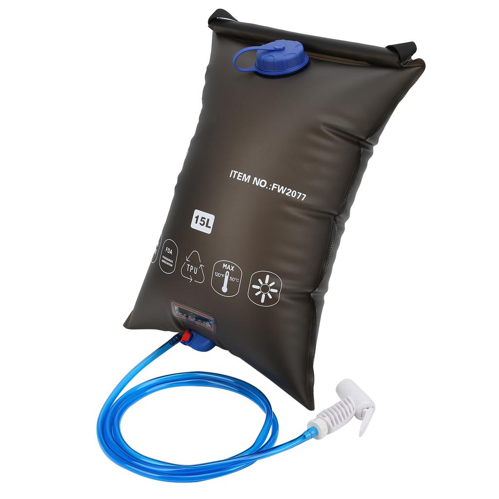 15L Outdoors Foldable Shower Bag with Shower Nozzle for Hiking Camping Beach Swimming