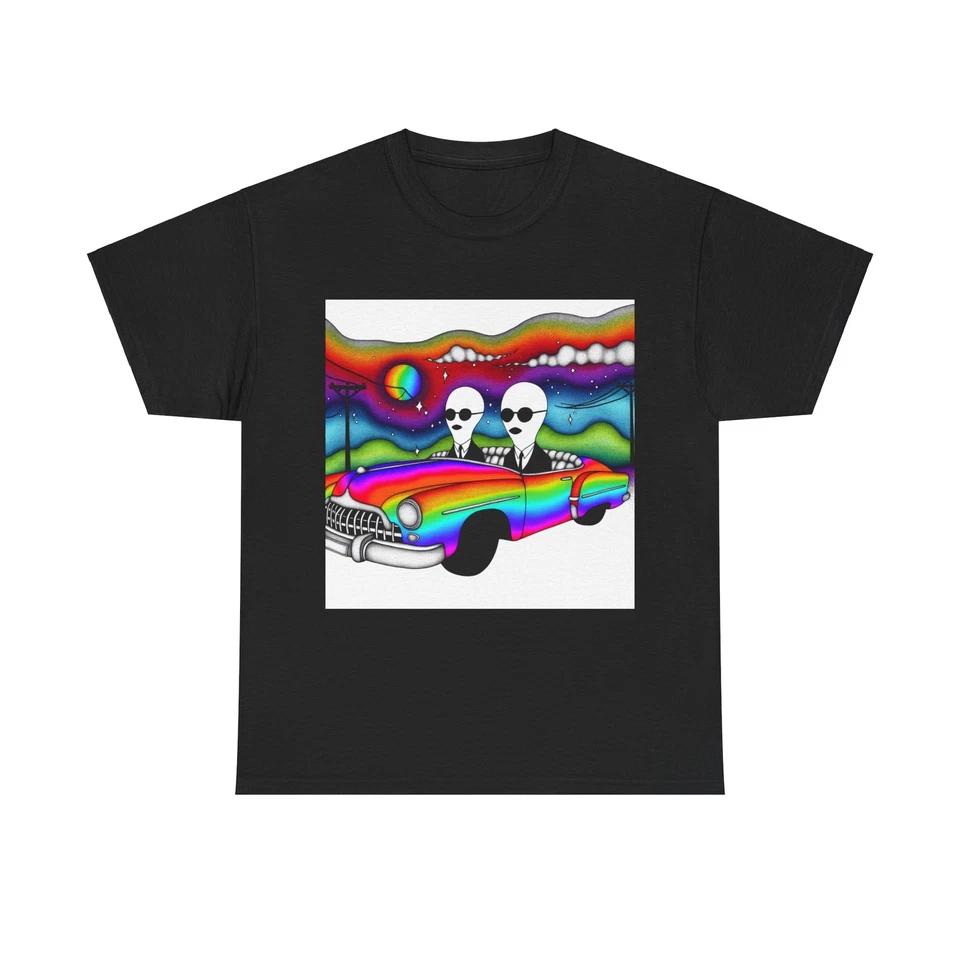 Unisex Adult T Shirt Ghost Figures Rainbow Car Art S