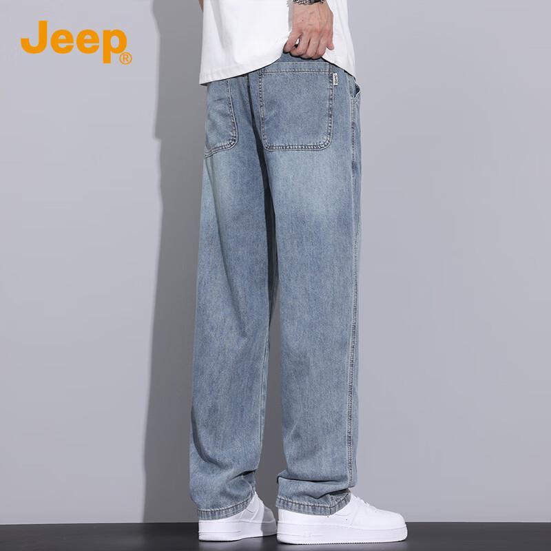 JEEP Men's Loose Fit Straight-Leg Jeans