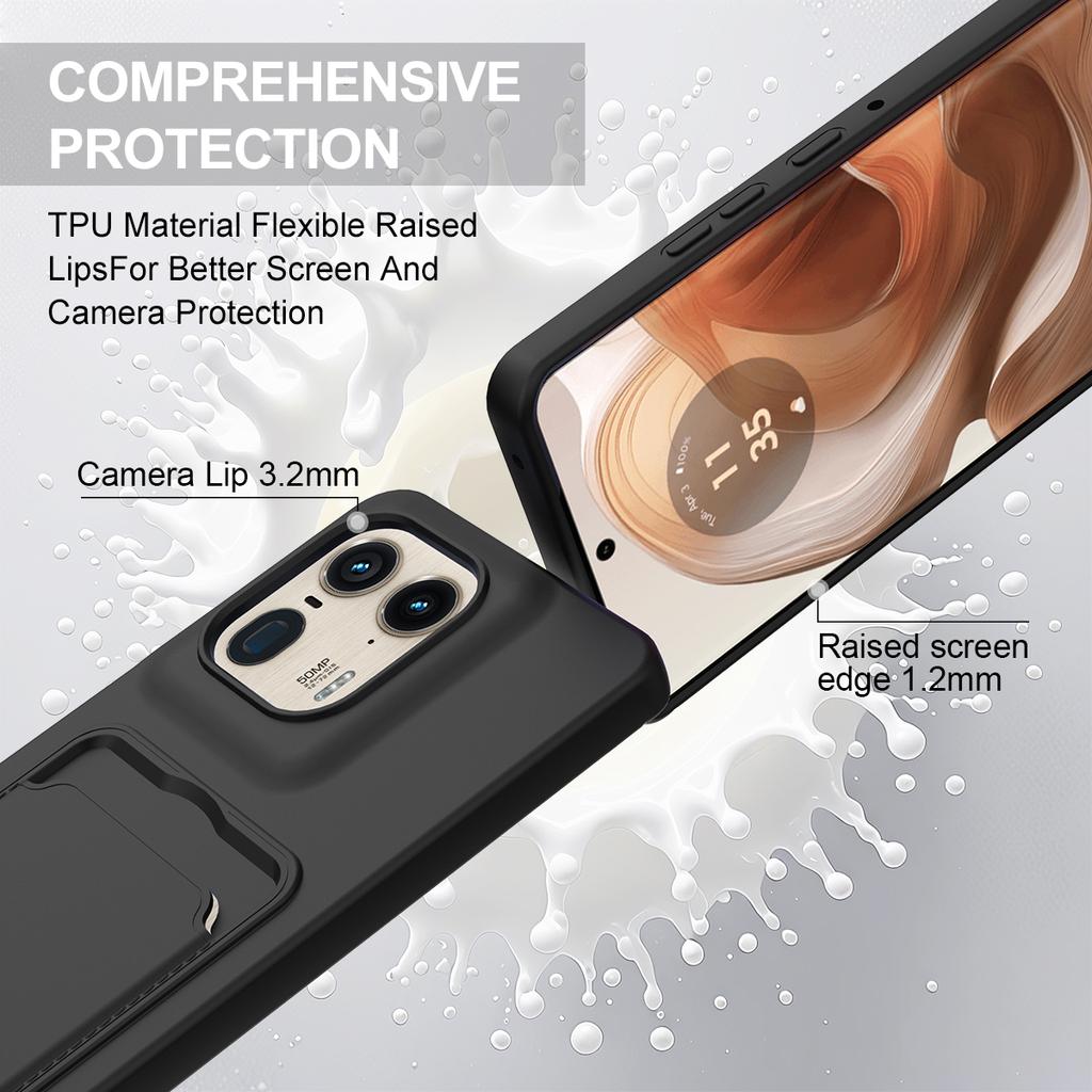 For Motorola Moto X50 Ultra 5G/Motorola Edge 50 Ultra 5G Liquid Silicone Case Phone Back Cover with Card Holder and Short Strap