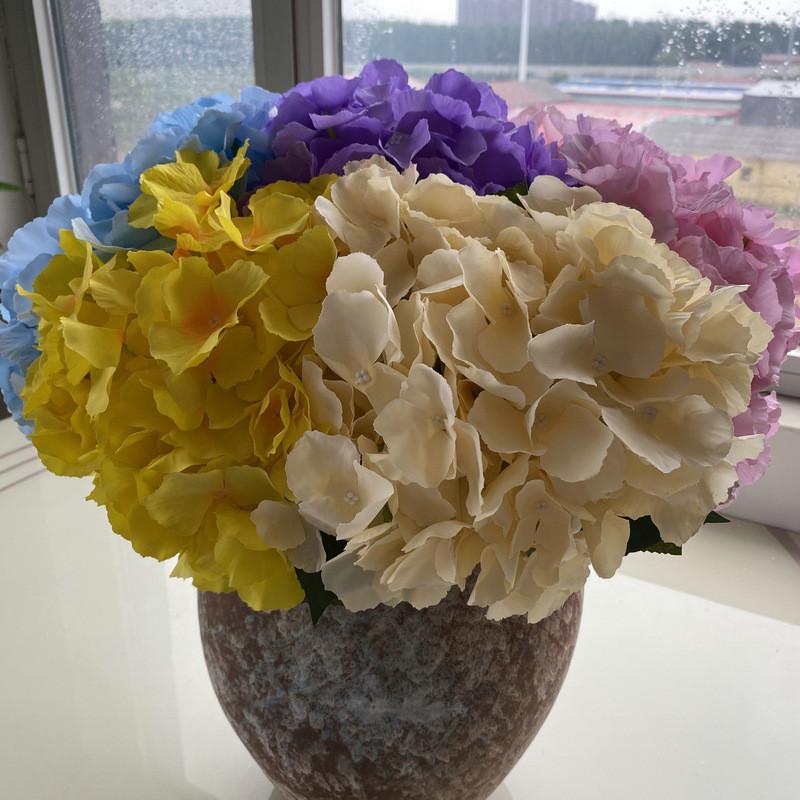 Realistic 5 Head Hydrangea Artificial Silk Flower For Wedding Party Decor Home