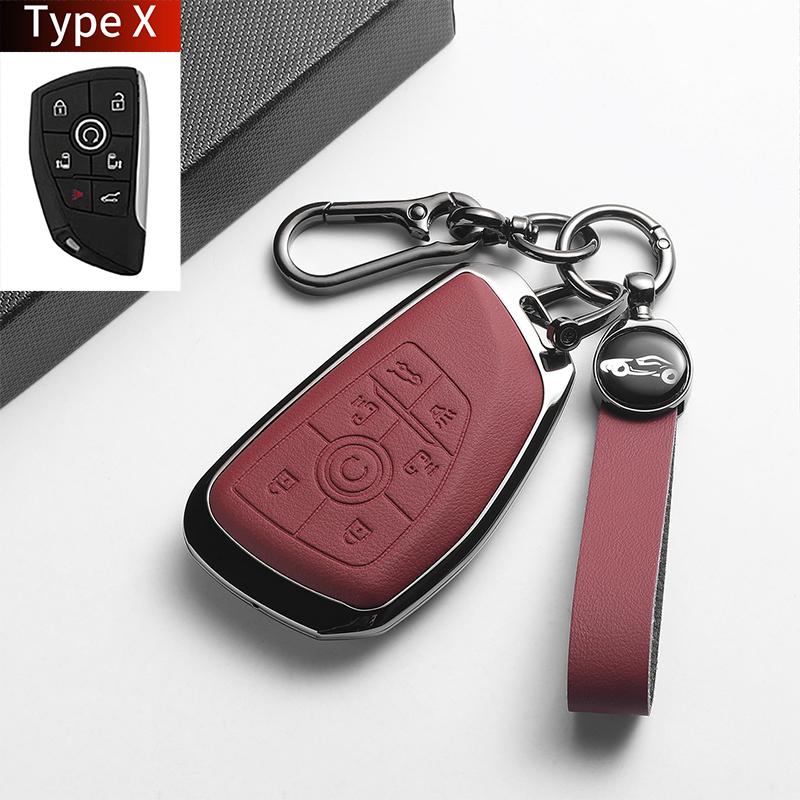 Leather Metal Car Key Case For Envision S Plus Gl8 Lu Zun Phev Century Auto Key Protector Shell Holder Decorative Accessories