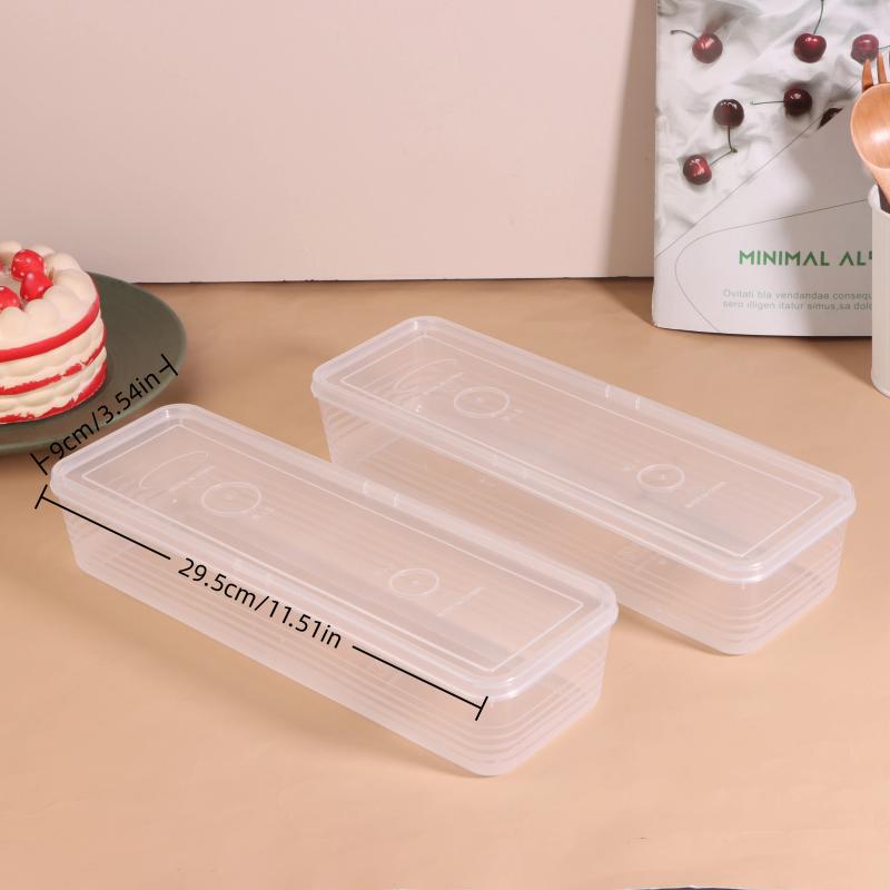 1/4Pcs Long Rectangular Food Storage Containers Plastic Reusable Refrigerator Organizer Boxes Kitchen Accessories