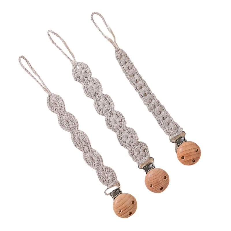 3pcs Newborns Dummy Chain Baby Soother Chain Pacifier Holder Woven Dummy Clip Toddlers Infant Pacifier Strap Baby Supply