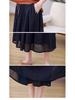 2025 Retro Graphite Wash Ramie Midi Skirt with Full Cotton Lining - Double Layer Flowy Slimming Long Skirt for Women